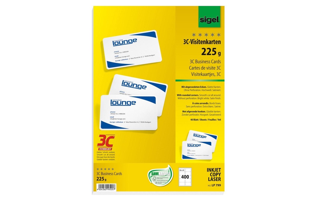 SIGEL Cartes de vis.3C-Tech.coin.arr (40 pces)