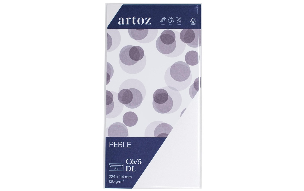 Artoz Enveloppe Perle C6/5, 5 pièces, Blanc