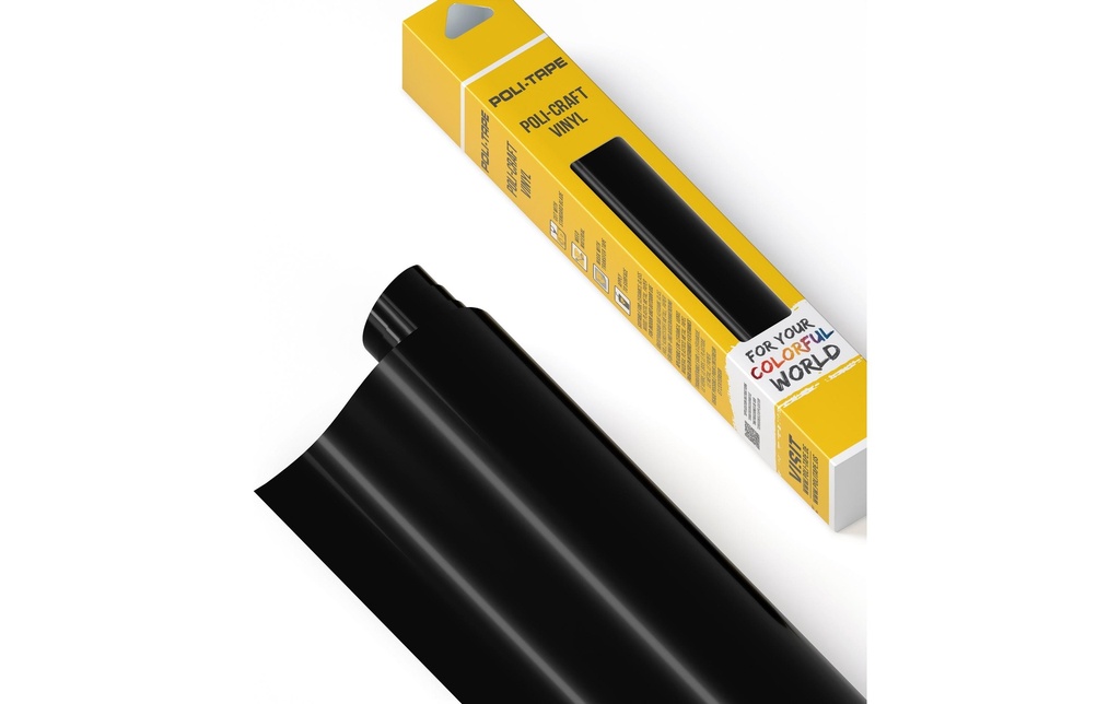 Poli-Tape Film de vinyle Permanent 30.5 x 183 cm, noir brillant