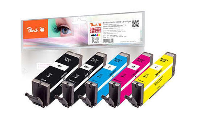 Peach Kits d’encre Canon PGI-580XXL / CLI-581XXL BK, PBK, C, M, Y