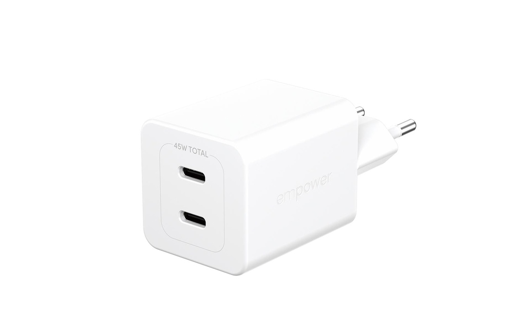 emPower by PanzerGlass Chargeur mural USB Turbo 45 W incl. 2 x USB-C Argent Blanc