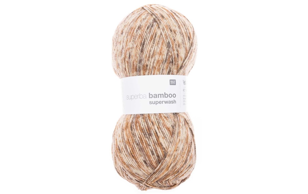 Rico Design Laine Le bambou pour les chaussettes 4 fils, 100 g, Beige; Brun