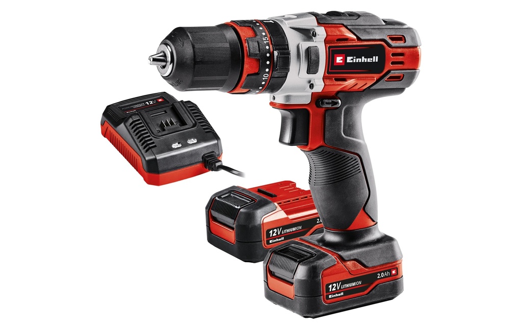 Einhell Perceuses à percussion sans fil TE-CD 12/1 Li-i 2x 2.0 Ah Kit