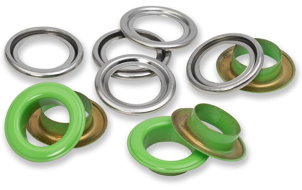 Prym Œillets avec disques 15 pièces, vert clair-argenté