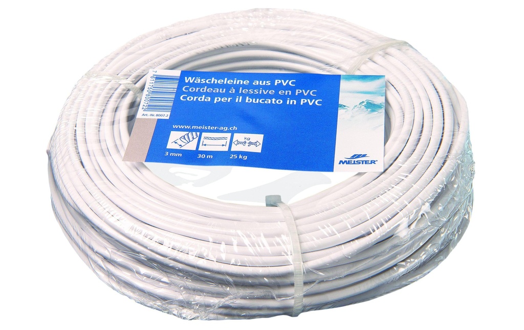 Meister Corde à linge Ø 3 mm, 30 m, 25 kg, Blanc