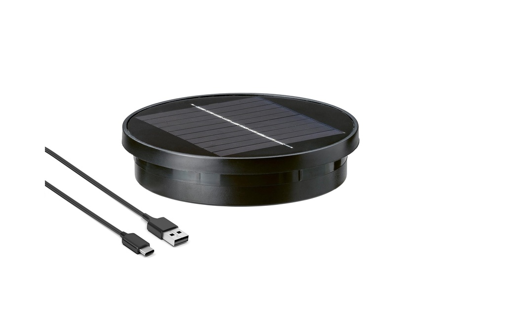 STT Panneau solaire Remplacement USB, rond, Noir