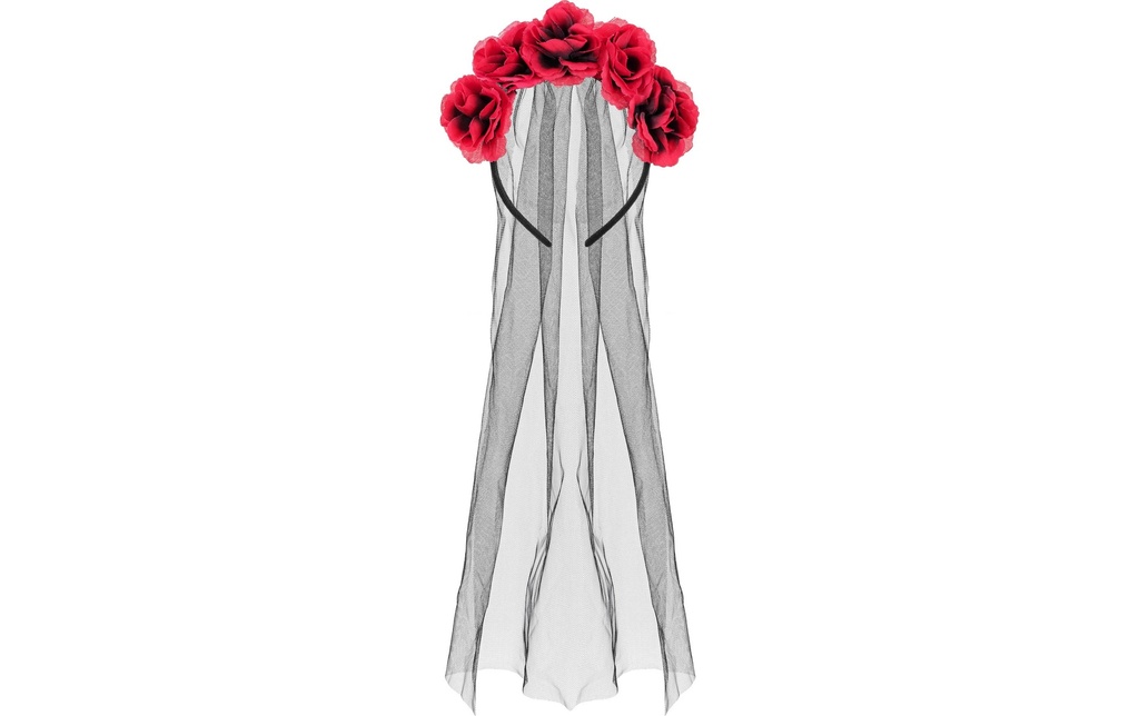 Partydeco Serre-tête Roses 17.5 x 18 cm, rouge/noir