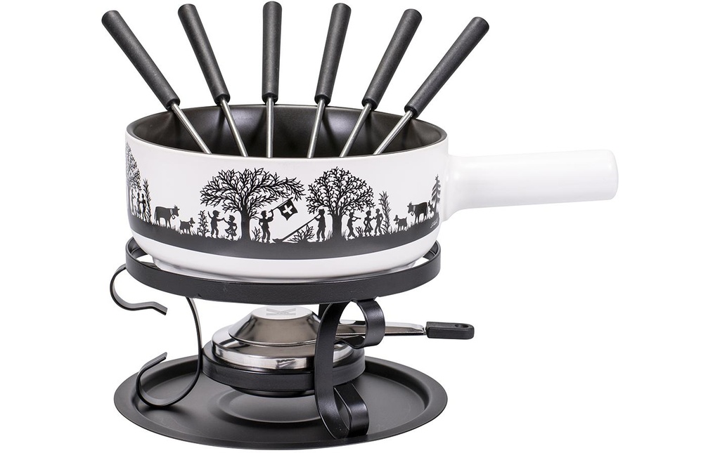 Kadastar Service à fondue au fromage Bergchilbi E22 9 Pièce/s, Noir/Blanc