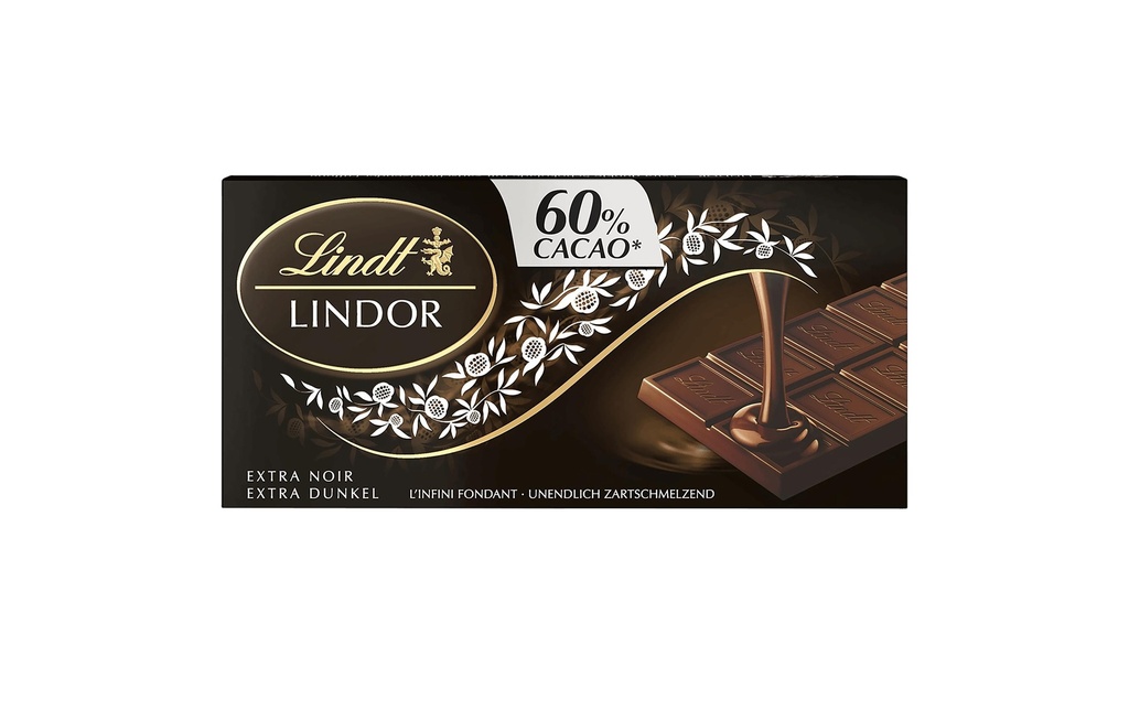 Lindt Tablette de chocolat Lindor Foncé 60% Cacao 100 g