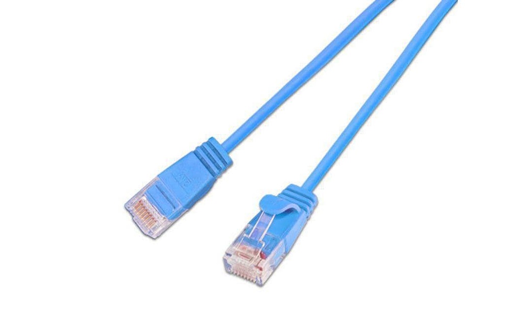 SLIM Câble de raccordement KAT6 Light, rond, U/UTP, Ø 2,8 mm, bleu