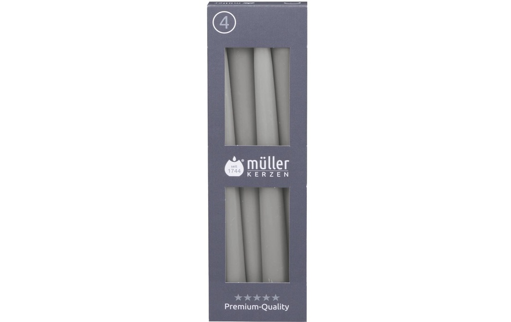 müller Kerzen Bougie Etoile 24.5 x 2.2 cm, Gris, 4 pièces