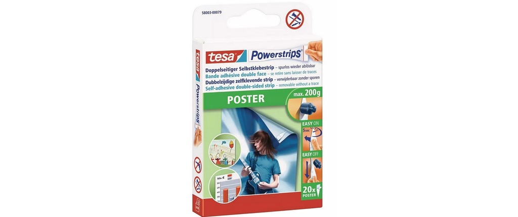 tesa Set Powerstrips Poster, 3x 20 pièces