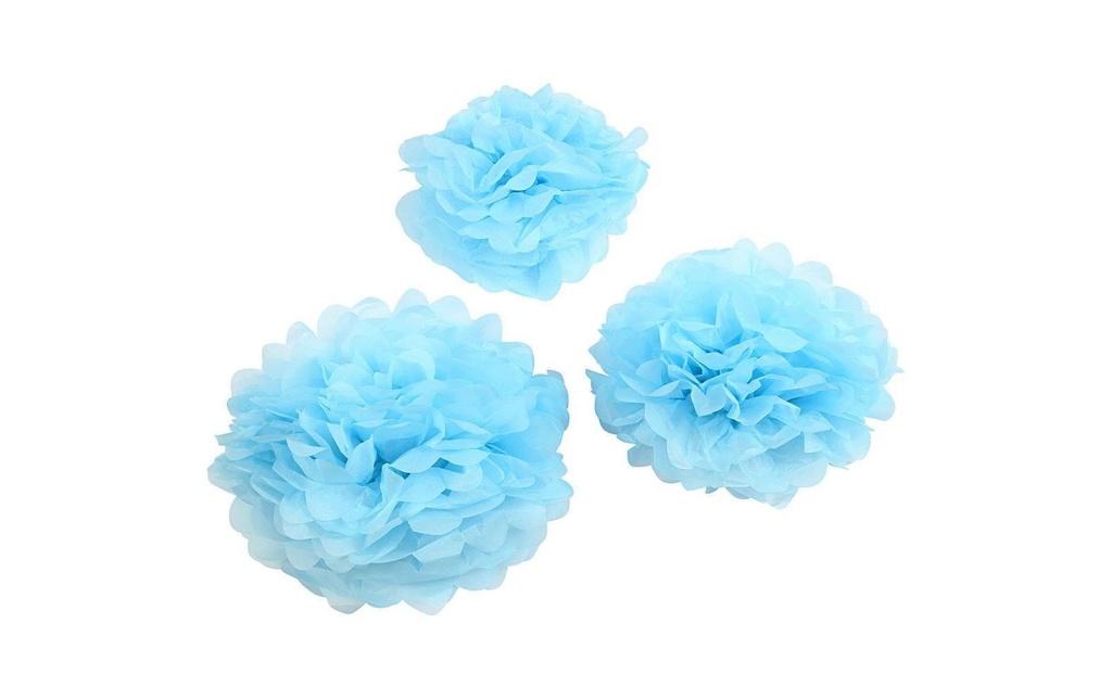 Creativ Company Pompons 20 + 24 + 30 cm 3 pièces, bleu clair