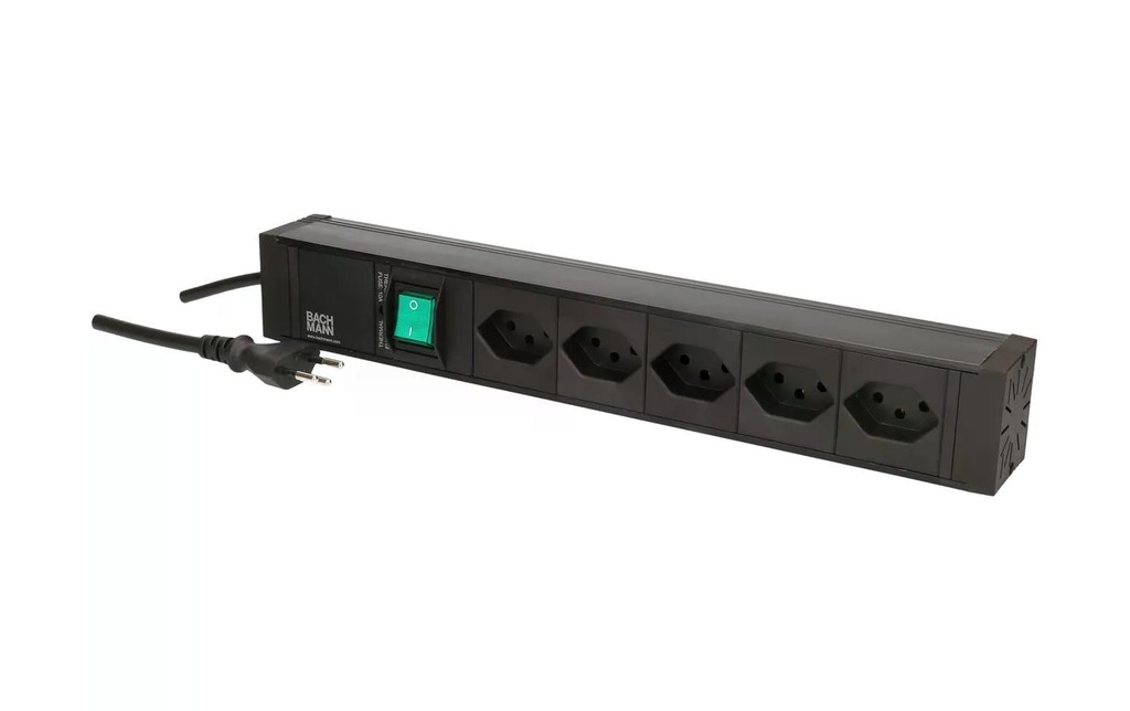 Bachmann Bloc multiprises PDU 5x T13, >1HE Interrupteur, Noir