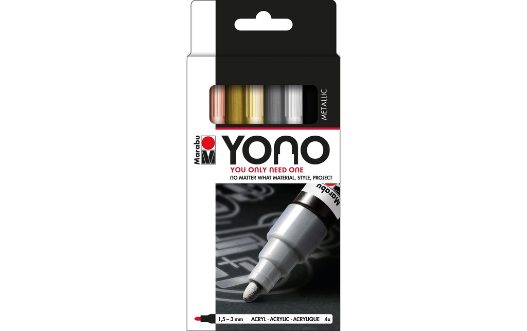 Marabu Marqueur acrylique YONO Set 1.5 - 3 mm, 4 pièces, métal