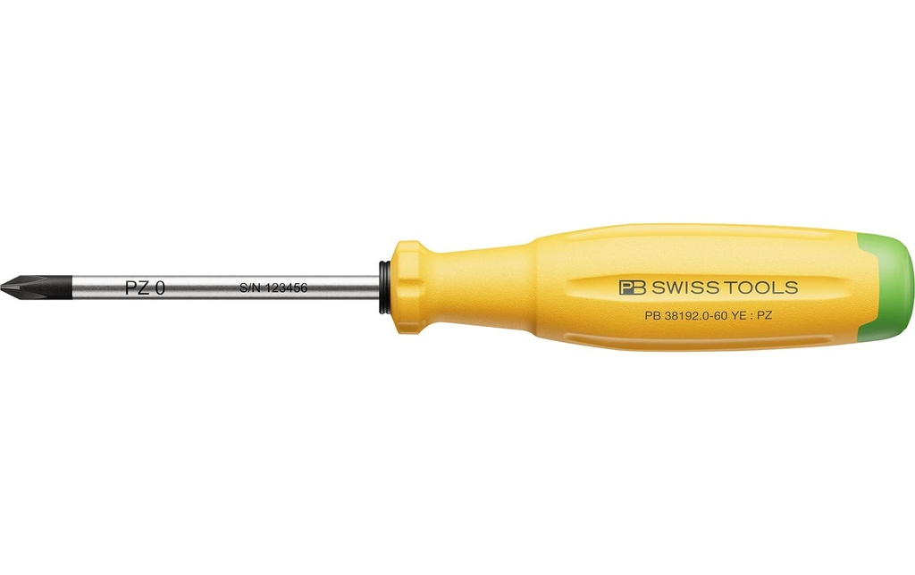 PB Swiss Tools Tournevis SwissGrip Evo PZ 0 60 mm jaune