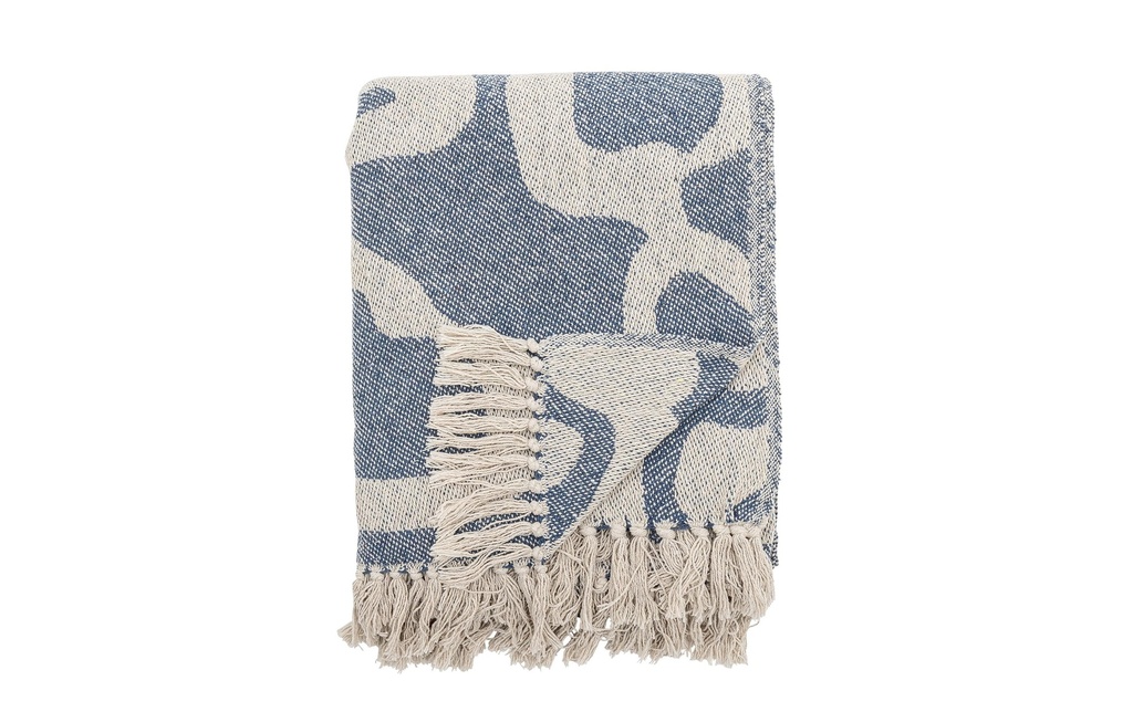 Bloomingville Couverture Salobre 160 x 130 cm, Bleu/Blanc