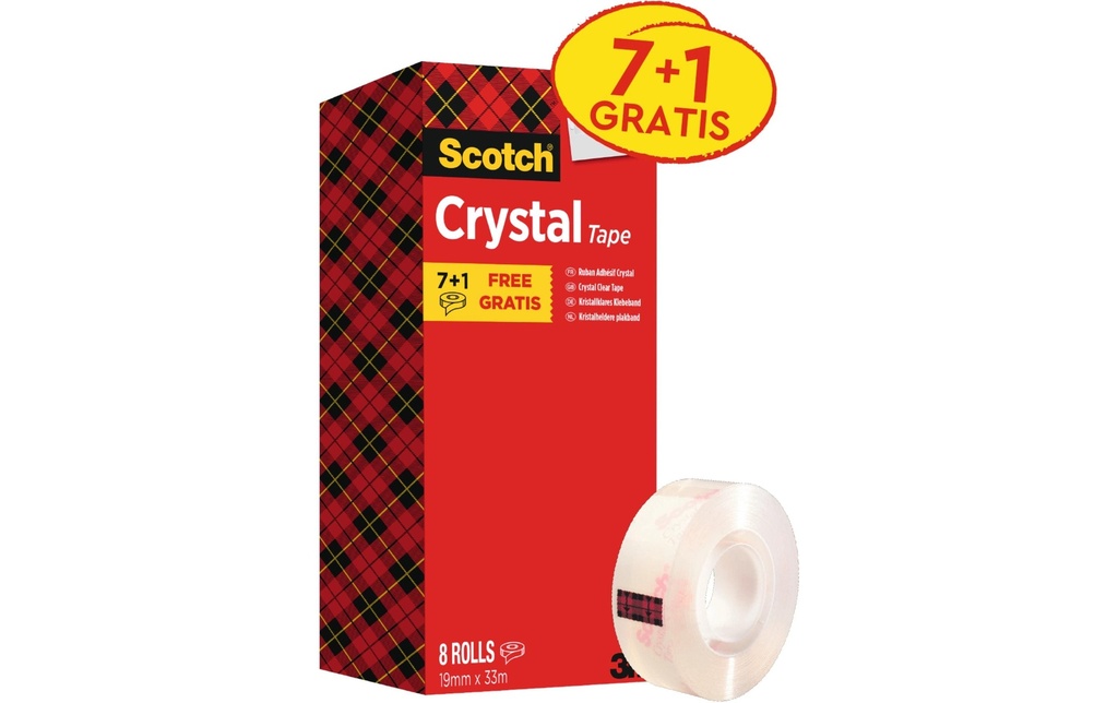 Scotch Ruban adhésif Crystal 19 mm x 33 m, Transparent