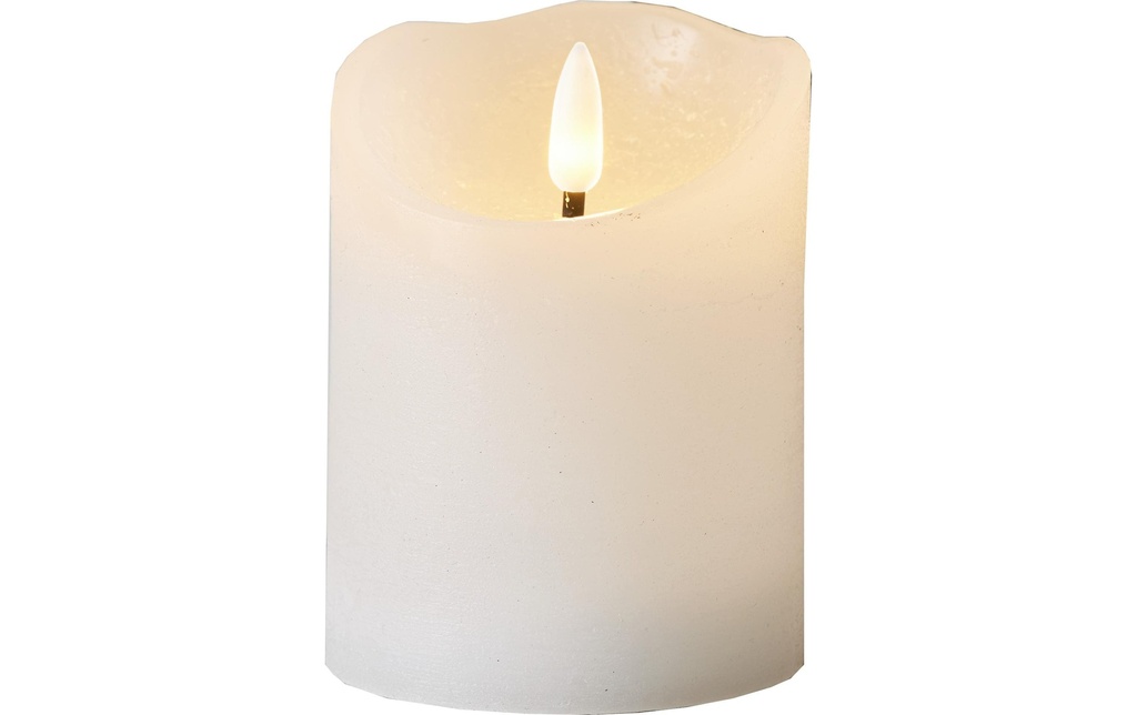 Star Trading Bougie LED Flamme Rustic, Ø 7.5 x 10 cm, Blanc