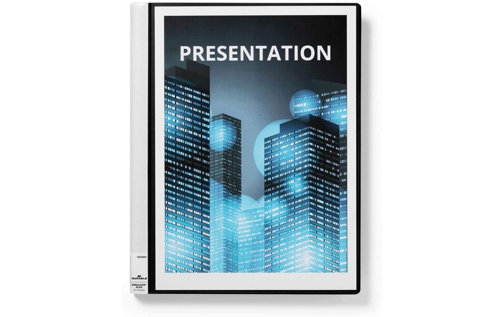 DURABLE Chemises de présentation Duralook Plus A4 Noir, 20 enveloppes