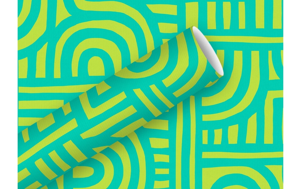 Braun + Company Papier cadeau Labyrinthe By Nature 2 m x 70 cm, Turquoise