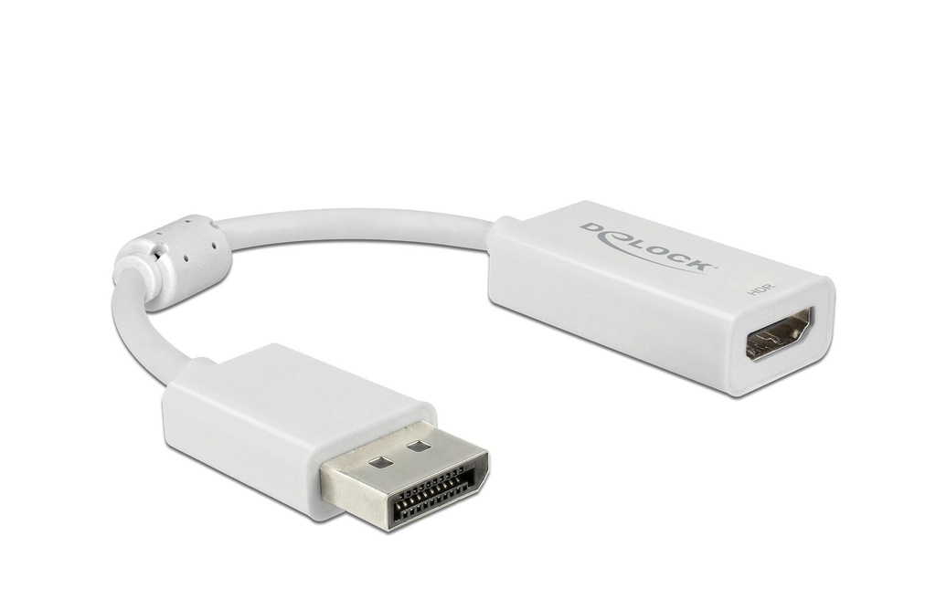 Delock Adaptateur DisplayPort - HDMI passive, 4K, 60 Hz, HDR, blanc