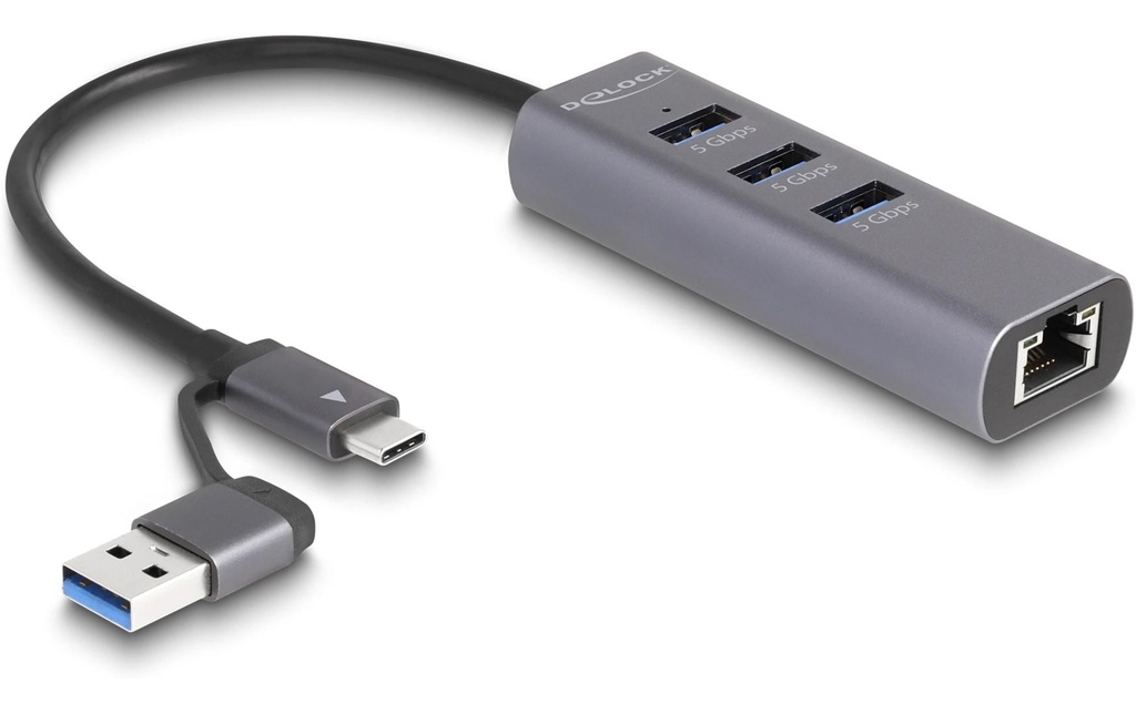 Delock Adaptateurs réseau 5 Gbps USB Type-A/USB Type-C