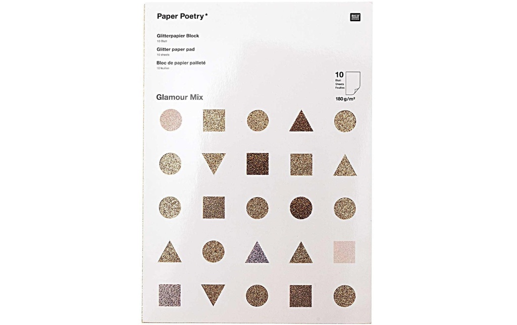 Rico Design Papier pailleté Paper Poetry Glamour Mix 10 feuilles