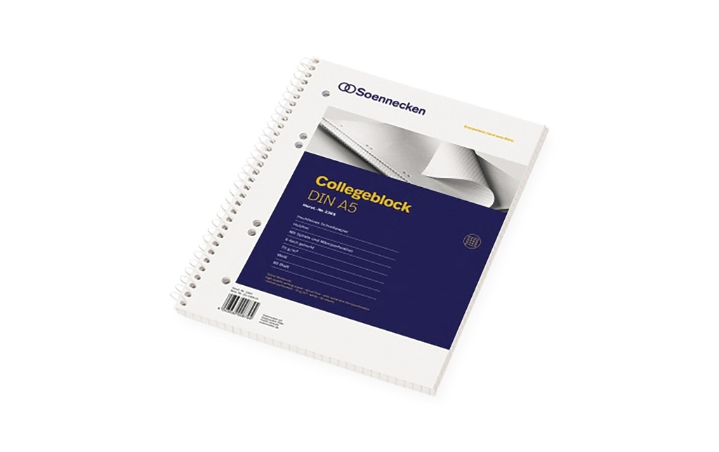 Soennecken Carnet de notes Bloc collégial A5, quadrillé, 80 feuilles