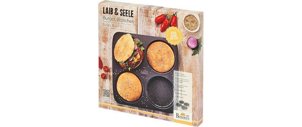 RBV Birkmann Moule à pain Burger 4 abreuvoirs