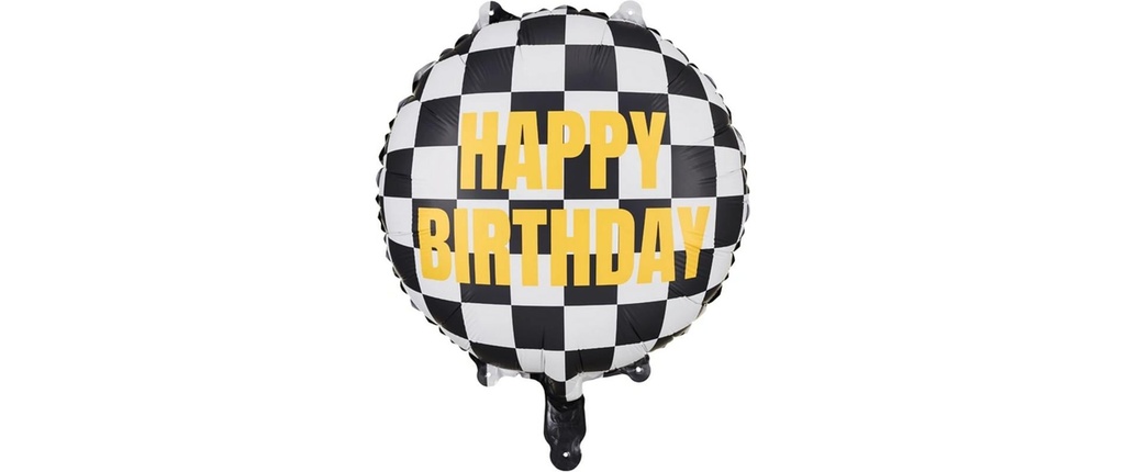 Partydeco Ballon en aluminium Voiture Noir/blanc, 45 cm