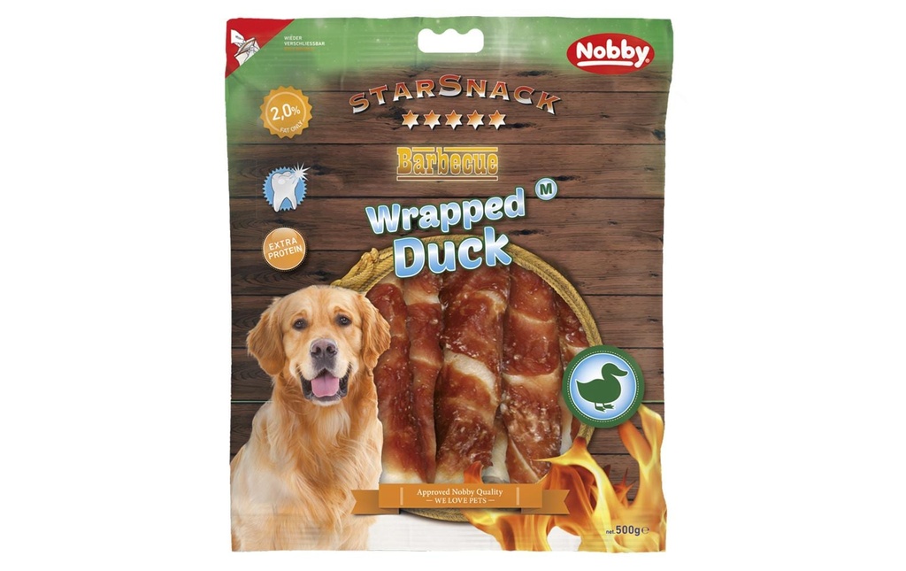 Nobby Produit à mâcher  StarSnack Barbecue Wrapped Duck M, 500 g