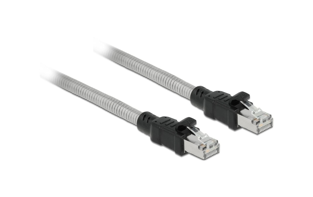 Delock Câble patch avec gaine métallique Cat 6A, U/FTP, 3 m, Argenté
