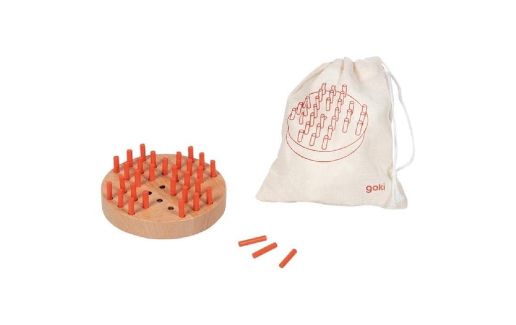 Goki Jeux pour la famille Solitaire dans un sac en coton 33 pièces, Ø 9 cm