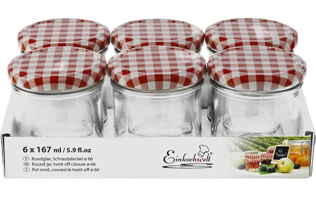 Einkochwelt Bocaux à conserves 6 pièces, 167 ml, Ø 66 mm