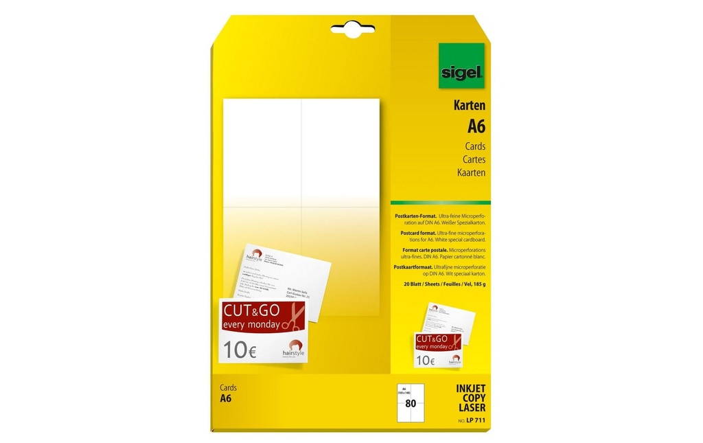 SIGEL Cartes post.Multi-Print 20fl. (20 pces)