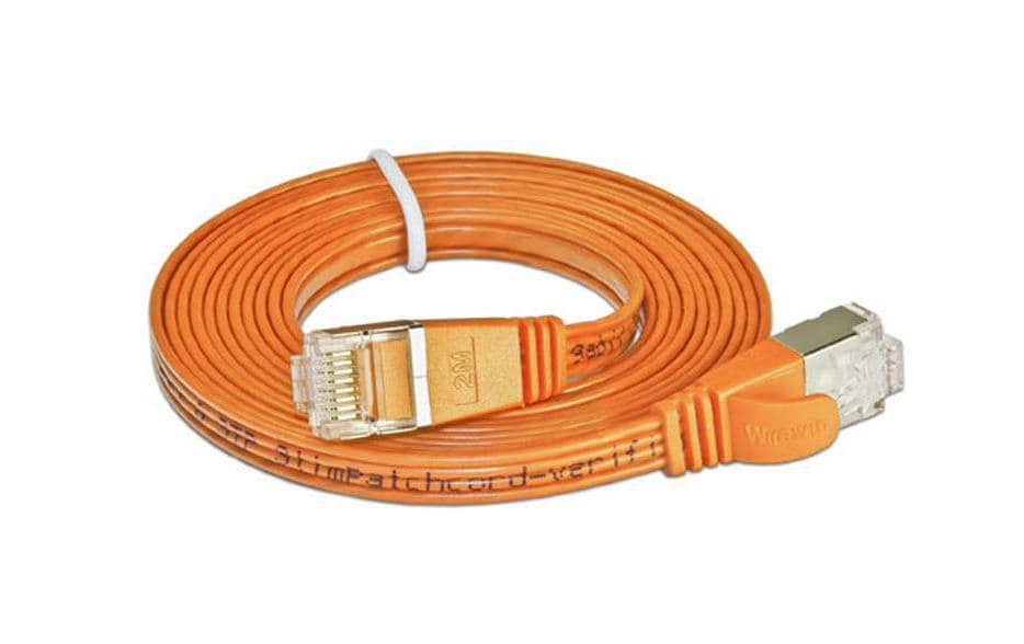 SLIM Câble patch slim RJ-45 - RJ-45, Cat 6, STP, 0.25 m, Orange