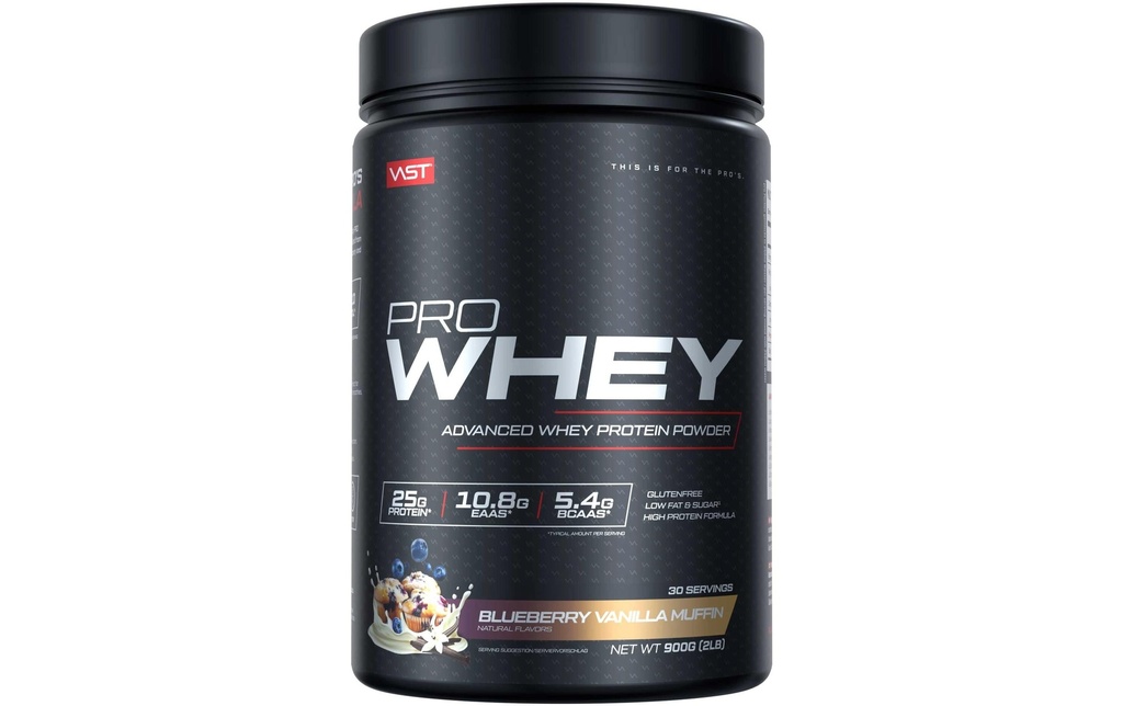 VAST Poudre Par boîte de Whey: 900g, Muffin à la vanille et aux myrtilles