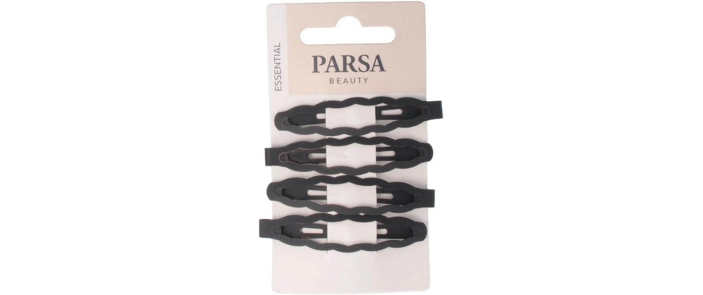 Parsa Beauty Pince à cheveux ondulé, mat Noir 4 pièces
