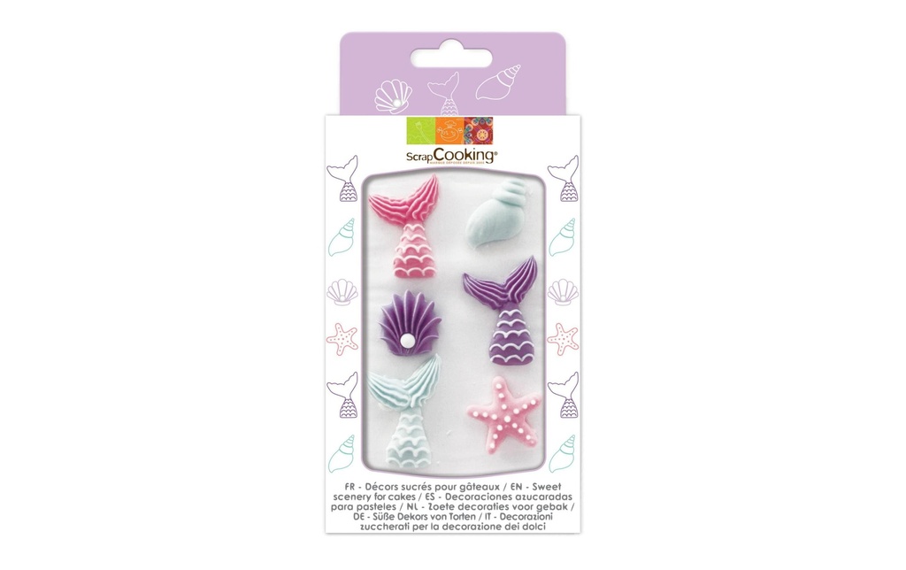 ScrapCooking Décors en sucre sirène 6 pièces
