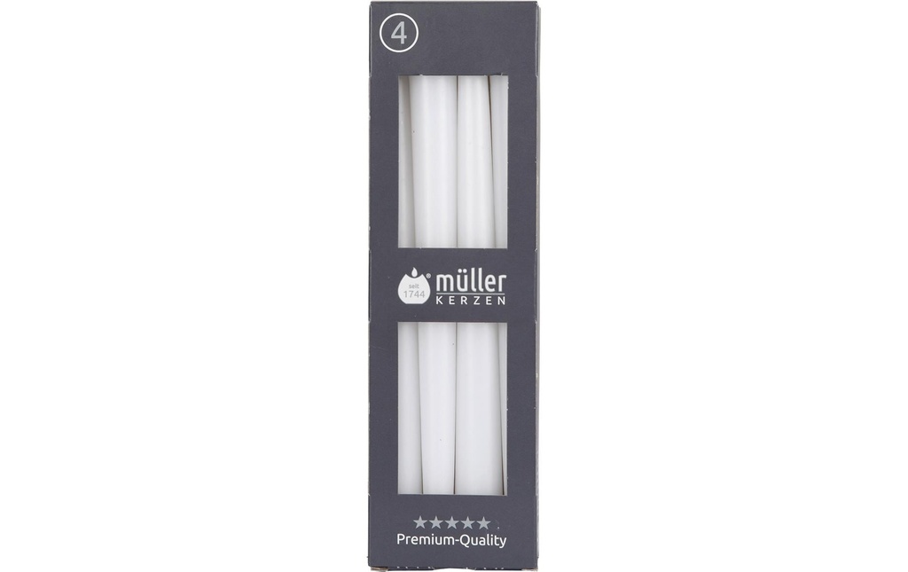 müller Kerzen Kits de bougies lisse 24.5 cm x 2.2 cm, Blanc, 4 Pièce/s, Blanc