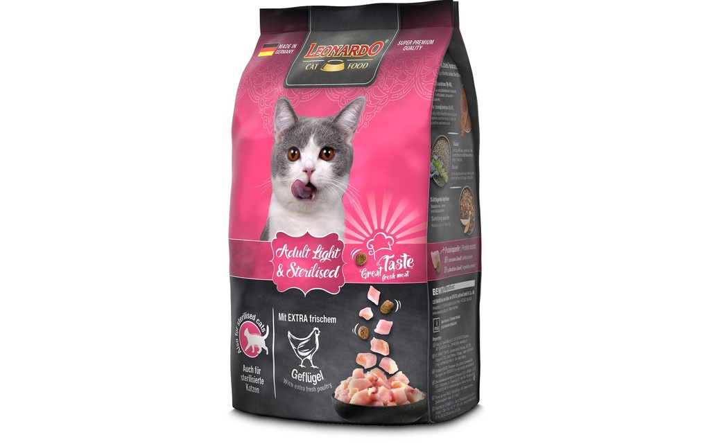 Leonardo Cat Food Alimentation sèche Adult Light, 300 g