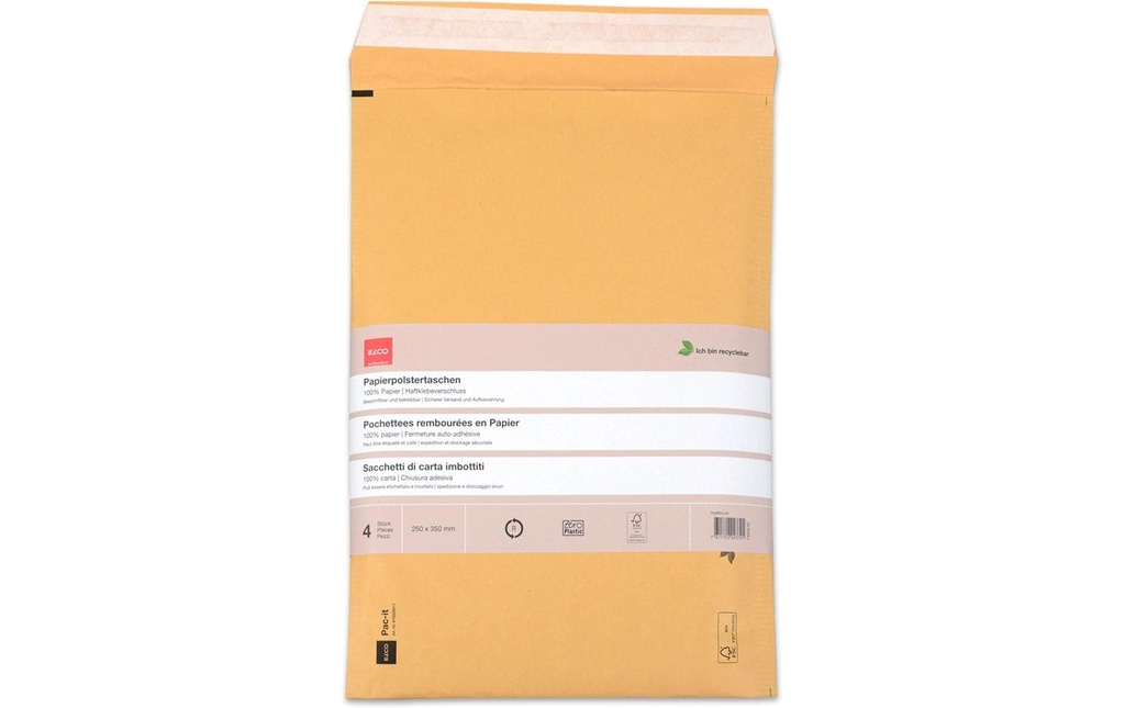 ELCO Enveloppe Zero Plastic 250 x 350 mm, 4 pièces
