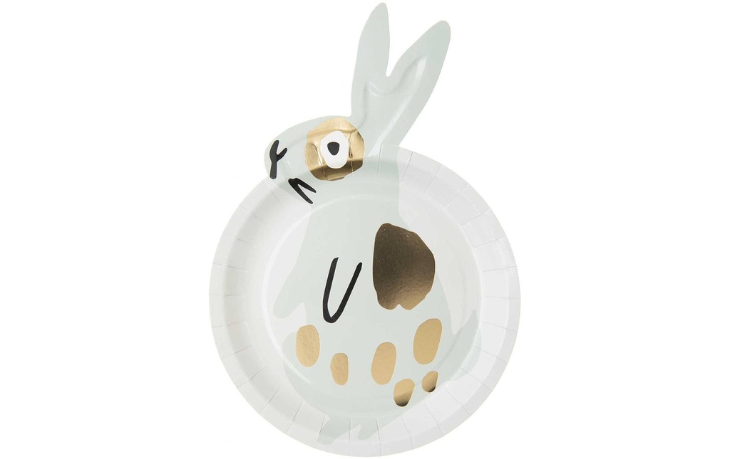 Rico Design Assiette pour enfant Lapin, menthe/or, 12 pièces