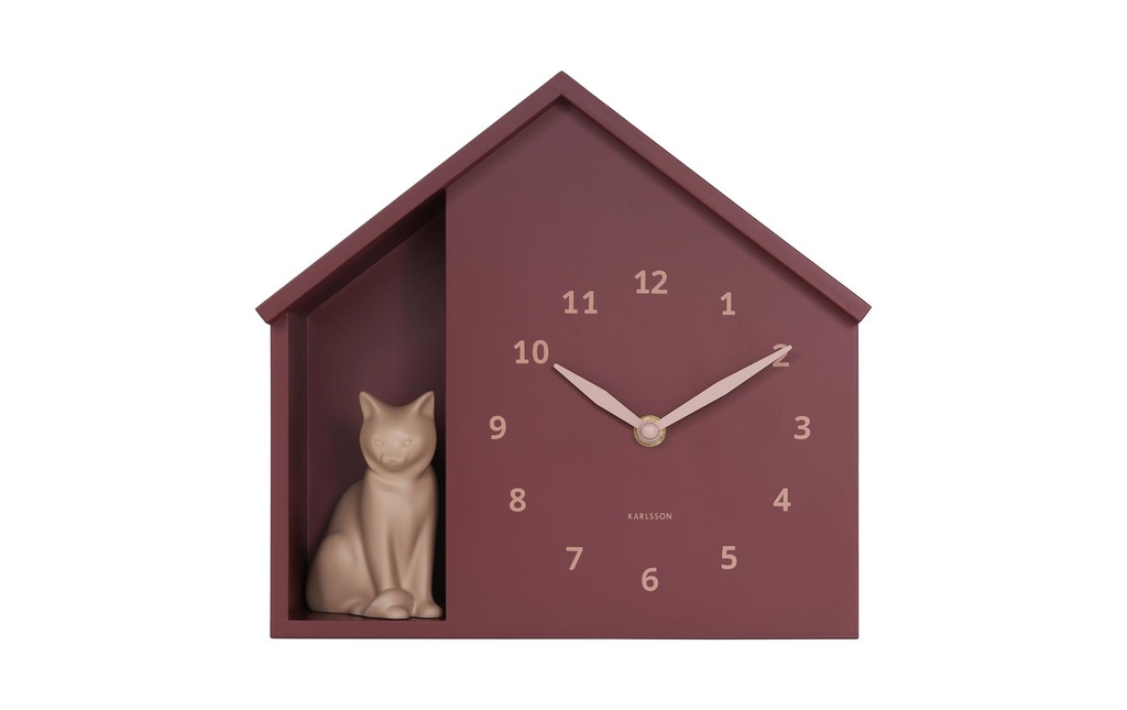 KARLSSON Horloge murale Wall clock Sitting Cat Burgundy Red