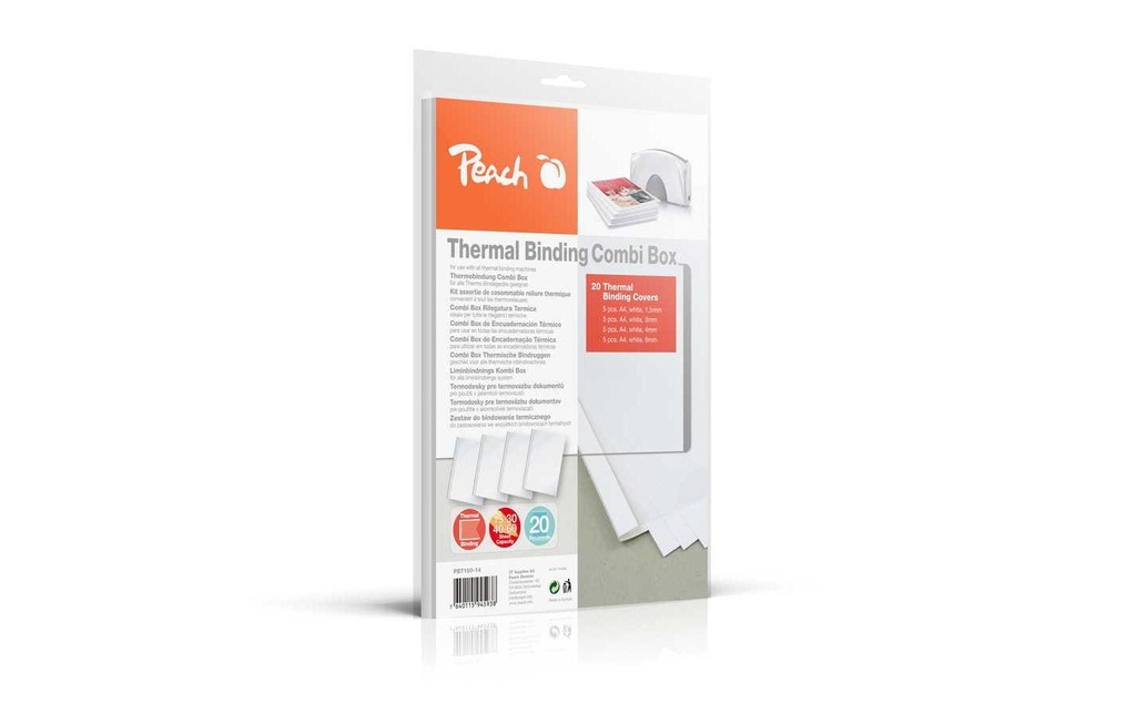 Peach Couverture de brochure Boîte combinée A4, pour 15-60 feuilles, 20 pièces, blanc