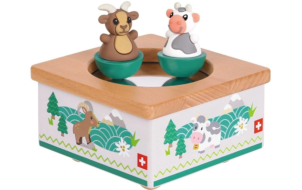 Spielba Holzspielwaren Boîte à musique bouquetin + vache