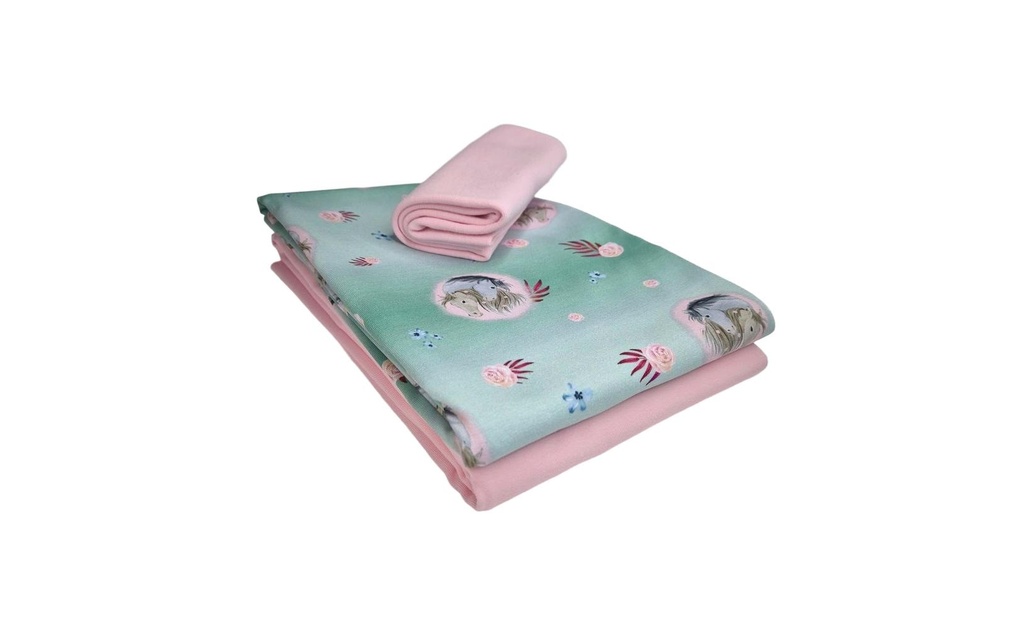 Stoffe Tissu Jersey cheval menthe en 3 parties, 2 x 1 m