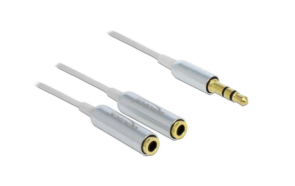 Delock Câble audio jack 3.5 mm, male – female, 0.25 m Blanc