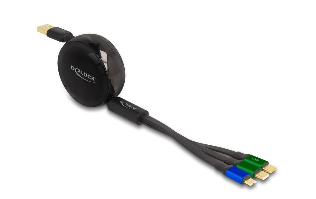 Delock Câble USB 2.0 USB A – Micro-USB B/2x USB C 1.13 m, Noir